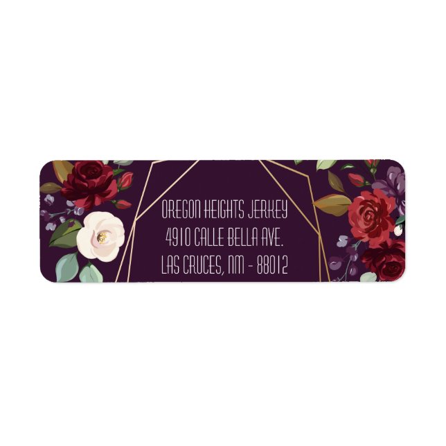 .75"x2.25" Business Address Label Plum Purple Rose (Front)