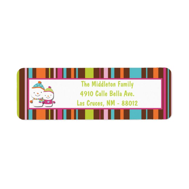 .75"x2.25" Modern Snowman Return Address Label (Front)