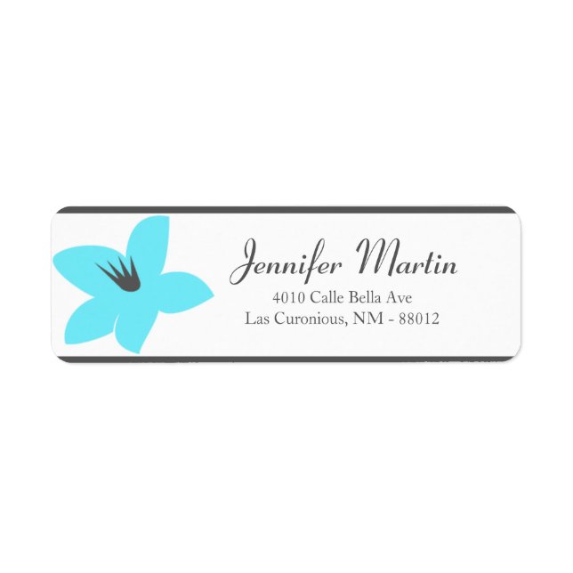 .75"x2.25" Return Address Blue Tea Arizona Flower (Front)