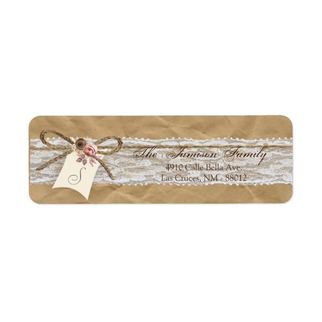.75"x2.25" Return Address Kraft Paper Lace Twine (Front)