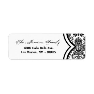 .75"x2.25" Return Address Label Black White Damask
