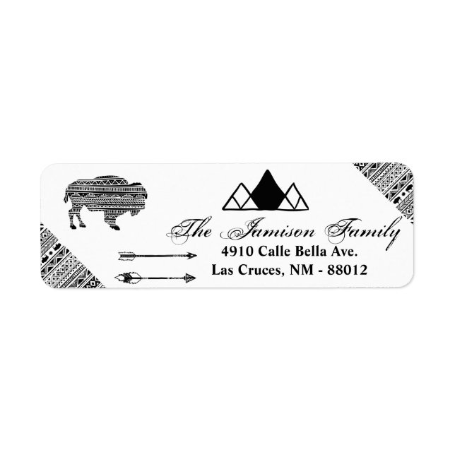 .75"x2.25" Return Address Label Boho Buffalo Triba (Front)