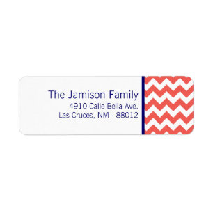 .75"x2.25" Return Address Label Coral Navy Chevron