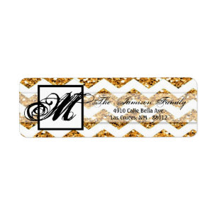 .75"x2.25" Return Address Label Gold Glitter Chevr