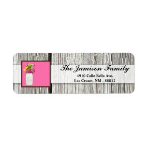 .75"x2.25" Return Address Label Mason Jar Flowers