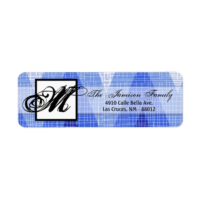 .75"x2.25" Return Address Label Ombre Blue Chevron (Front)