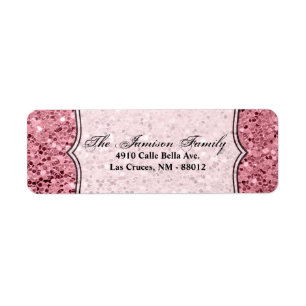 .75"x2.25" Return Address Label Rose Gold Glitter