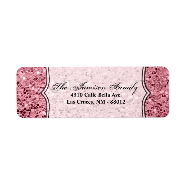 .75"x2.25" Return Address Label Rose Gold Glitter (Front)