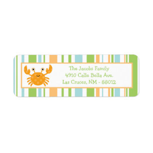 .75"x2.25" Return Address Label Striped Ocean Sea