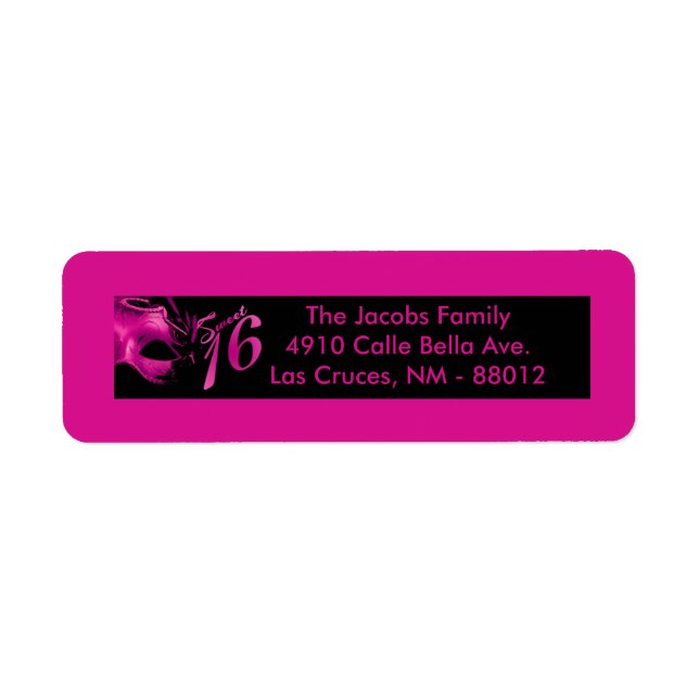 .75"x2.25" Return Address Label Sweet 16 Pink (Front)