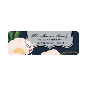 .75"x2.25" Return Address Label White Floral Flowe