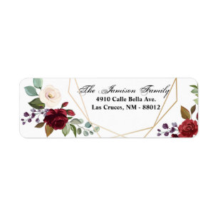 .75"x2.25" Return Address Label White Roses Geomet