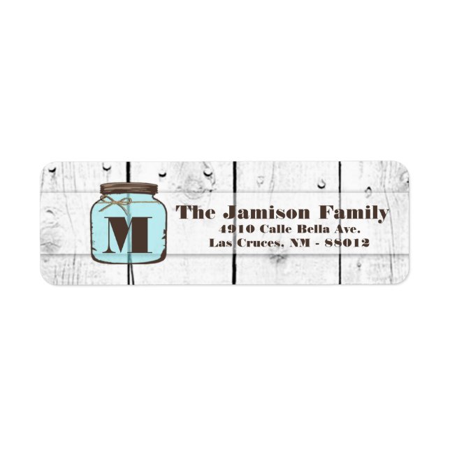 .75"x2.25" Return Address Mason Jar Wood Country (Front)