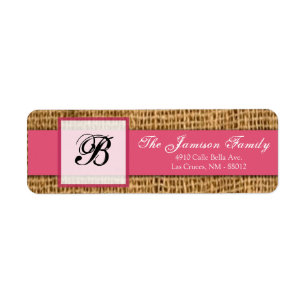 .75"x2.25" Return Address Pink Burlap Lace