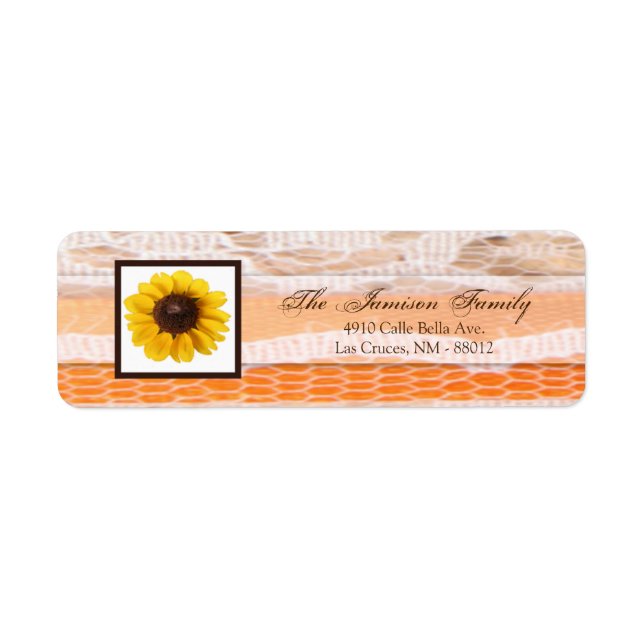 .75"x2.25" Return Address Rustic Sunflower Country (Front)