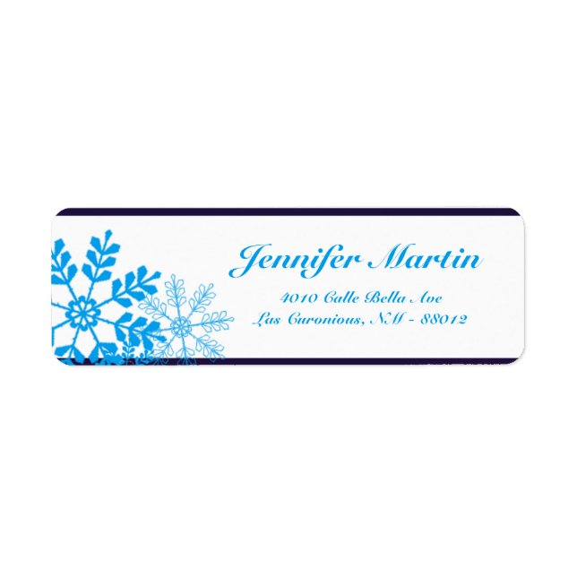 .75"x2.25" Return Address White Snow Flakes (Front)