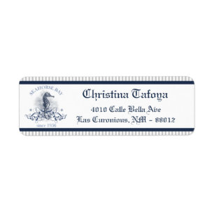 .75" x 2.25" Return Address Blue Seahorse
