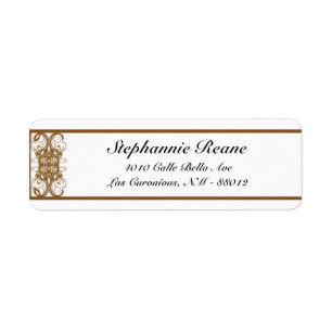 .75" x 2.25" Return Address Gold and Black Damask