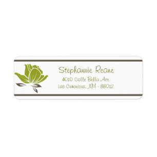 .75" x 2.25" Return Address Green Floral with Bran