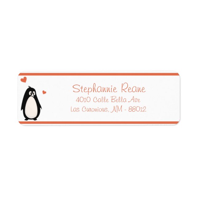 .75" x 2.25" Return Address Penguin Love/Hearts (Front)