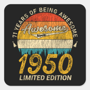 75 Year Old 1950 Retro Awesome 75th Birthday Gift Square Sticker