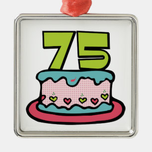 75 Year Old Birthday Cake Metal Tree Decoration