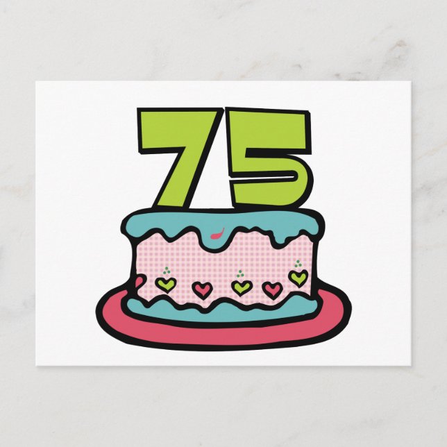 75 Year Old Birthday Cake Postcard (Front)