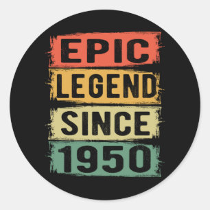 75 Years Old Bday 1950 Epic Legend 75th Birthday Classic Round Sticker