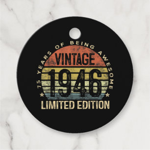 75 Years Old Gifts Vintage 1946 Birthday Favour Tags
