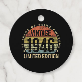 75 Years Old Gifts Vintage 1946 Birthday Favour Tags