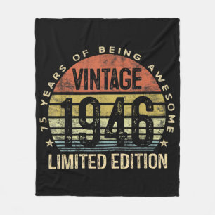75 Years Old Gifts Vintage 1946 Birthday Fleece Blanket