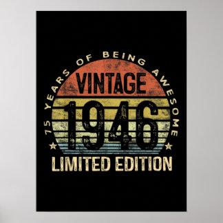 75 Years Old Gifts Vintage 1946 Birthday Poster