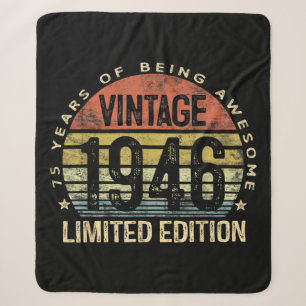 75 Years Old Gifts Vintage 1946 Birthday Sherpa Blanket