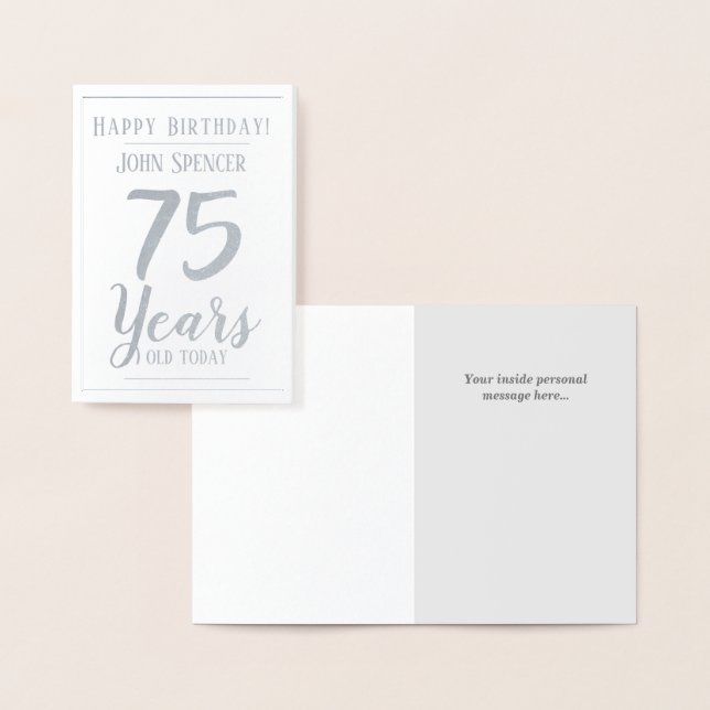 75 Years Old. Stylish Design. Foil Card (Display)