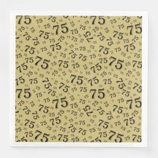75th Age Random Number Pattern Black/Gold Napkin