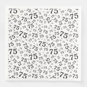 75th Age Random Number Pattern Black/White Napkin