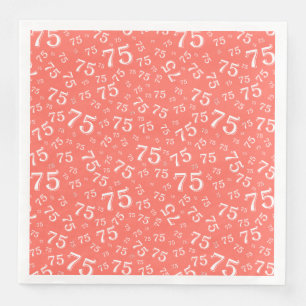 75th Age Random Number Pattern Coral/White Napkin