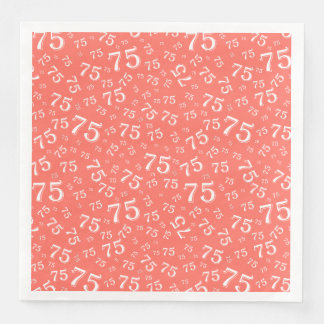 75th Age Random Number Pattern Coral/White Napkin