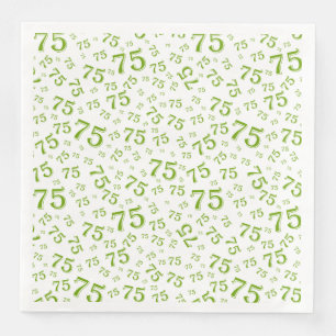75th Age Random Number Pattern Green/White Napkin
