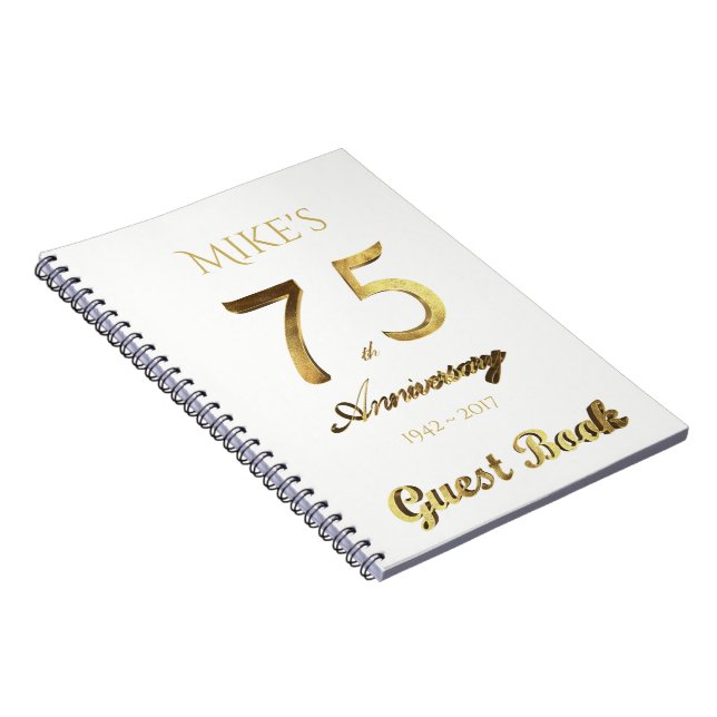 75th Anniversary 75 Years Party Guest Book Gold (Right Side)