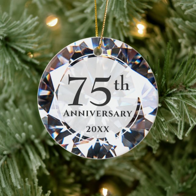75th Anniversary Diamond Photo Personalized Ceramic Tree Decoration (Tree)