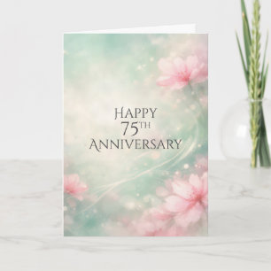 75th Anniversary Dreamy Flowers On Mint Green  Card