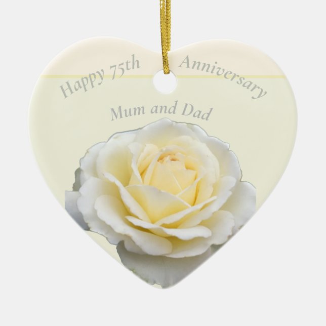 75th Anniversary Editable Ceramic Tree Decoration (Front)