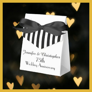 75th Anniversary Favour Box, Black & White Stripes Box
