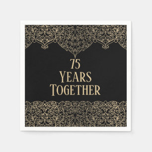 75th Anniversary Gold Lace On Black Napkins