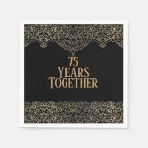 75th Anniversary Gold Lace On Black Napkins