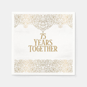 75th Anniversary Gold Lace On White Napkins