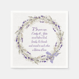 75th Anniversary Lavender Wreath Napkin