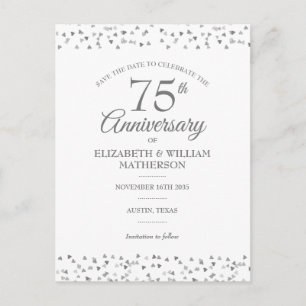 75th Anniversary Love Hearts Save the Date Announcement Postcard