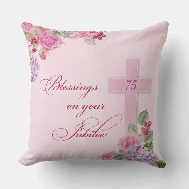 75th Anniversary of Religious Life Catholic Nun Cushion (Front)